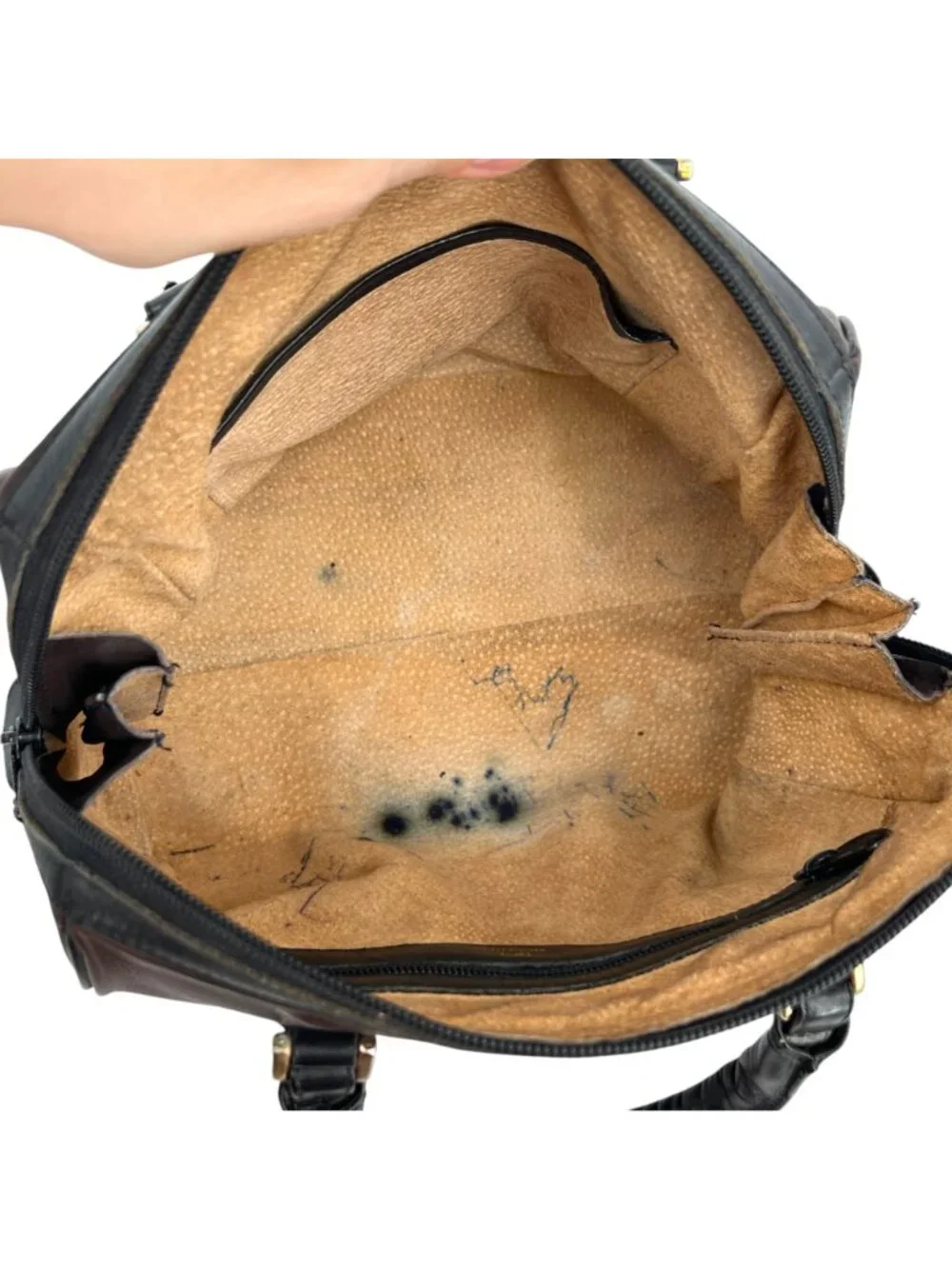 HCL Vintage 80s 90s Brown Leather Monogram Handbag Luxury Classic